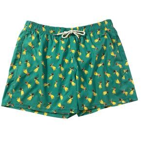Two Left Feet Swim Trunks Men's XXL Hawaiian Hula Print Mesh Brief Zip Pocket